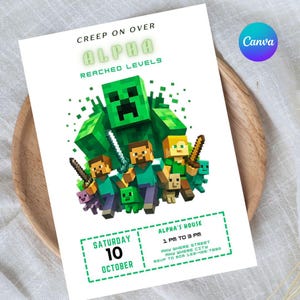 Editable Gamer Birthday Invitation: Pixel Video Game Theme (Digital Download)