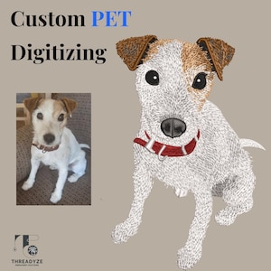 Custom Pet Embroidery Digitizing | Dog & Cat Portrait Stitch File | From Photo | Machine Embroidery Design