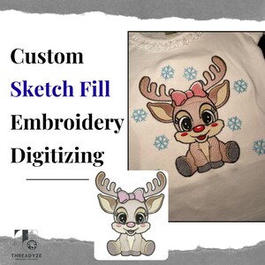 Custom Sketch Fill Embroidery Digitizing Service, Personalized Machine Embroidery File Creation, Quality Punching