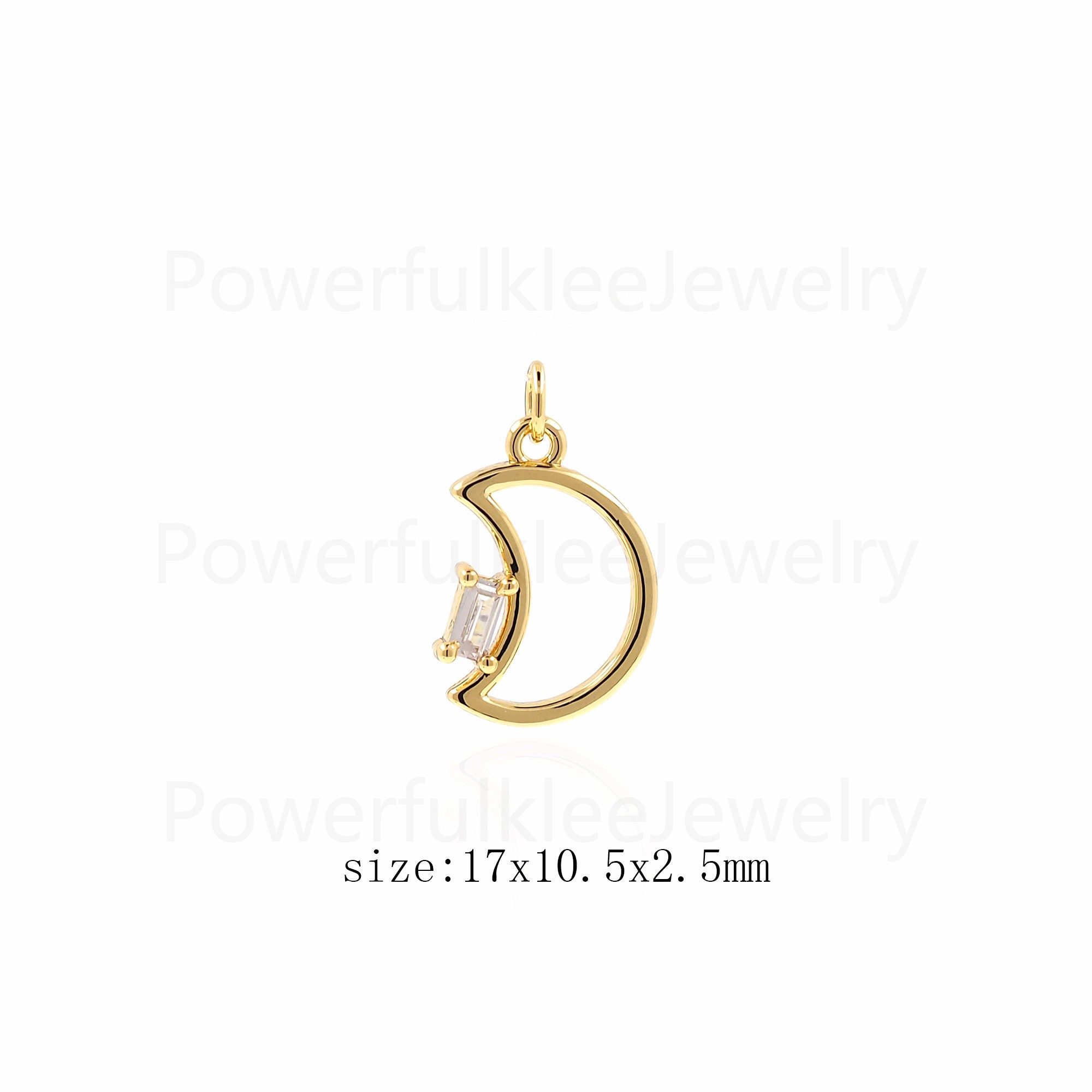 18K Gold Filled Moon Pendantcz Micro 