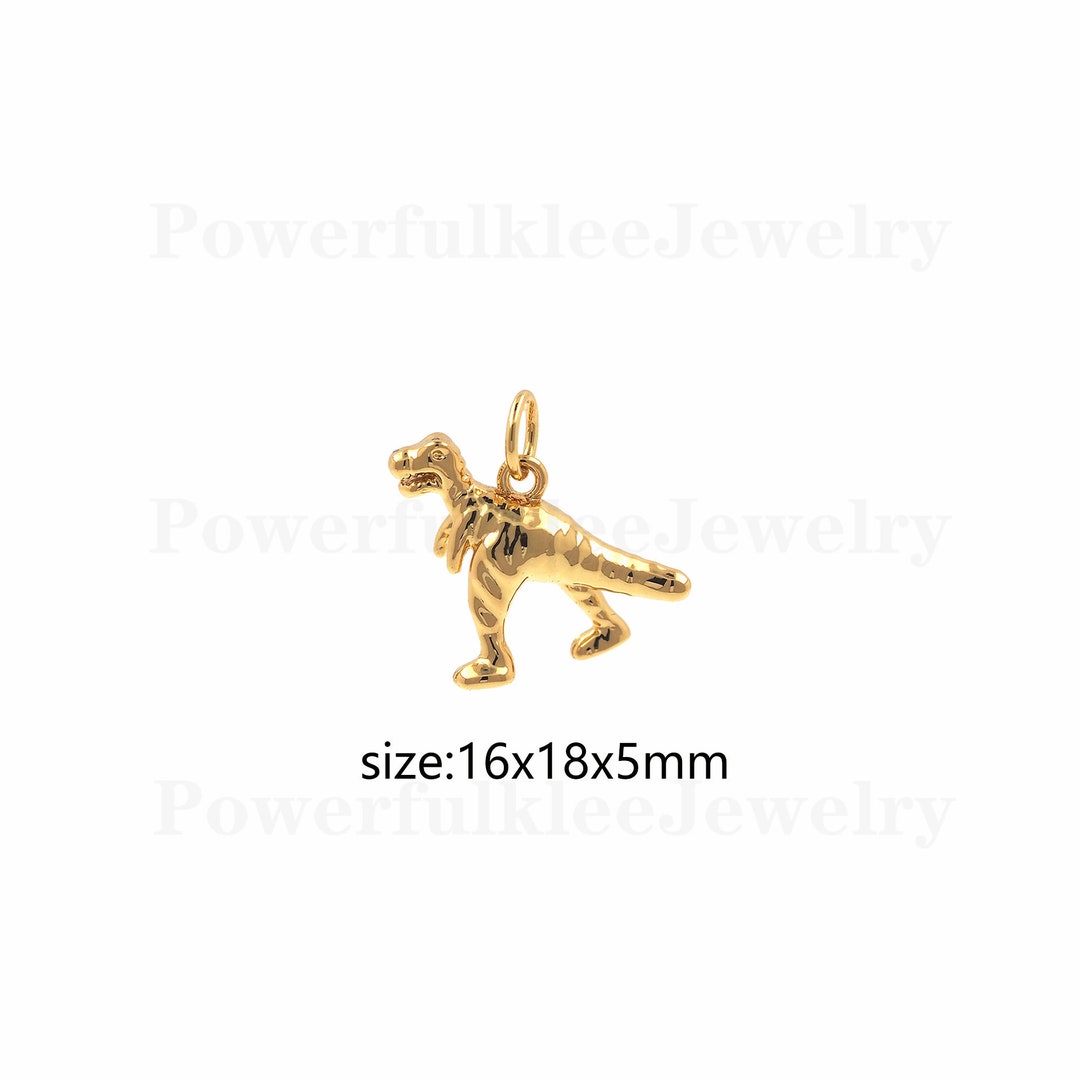 18K Gold Filled Tiny Dinosaur Pendantgold Dinosaur Charm Etsy