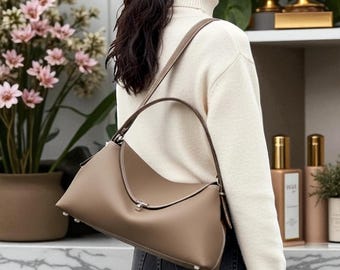 Bolso bandolera de piel granulada: bolso bandolera vintage de piel de vacuno