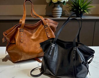 Große Einkaufstasche für Damen: Ledertasche, stilvolle Crossbody-Reisehandtasche