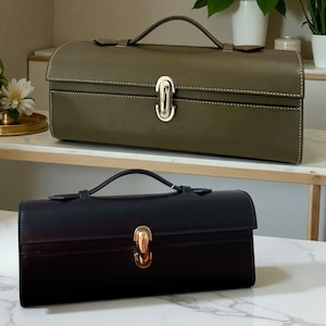 Leather Clutch bag, Women’s Top Handle Purse, Small Leather Tote