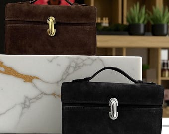 Leather Clutch Bag: Women's Top Handle Purse, Small Leather Tote Handbag
