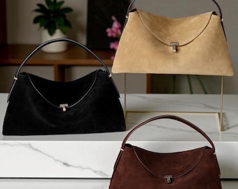 Grainy Suede Leather Crossbody Bag: Vintage Cowhide Satchel