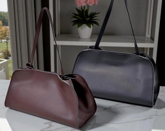 Minimalist Leather Shoulder Bag for Women: Elegant Crossbody Commuter Purse