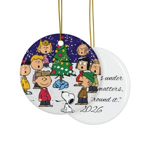 Charlie Brown Christmas Tree Ornament | Ceramic Round Double-Sided Ornament