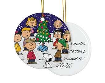 Adorno navideño de Charlie Brown / Adorno redondo de cerámica de doble cara