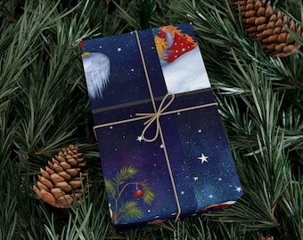Papel de regalo navideño festivo: Papel de regalo ecológico para las fiestas.