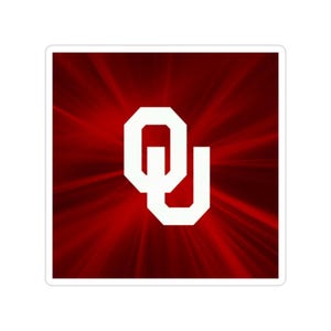 Autocollant extérieur découpé avec logo, lettres entrelacées, blanc OU Sooners