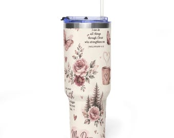 Vaso térmico "Mis días contigo" de 1,18 litros (40 oz) / Diseño inspirador con temática de fe.