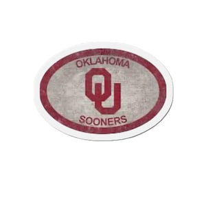 Magnete in vinile fustellato Oklahoma Sooners, decorazione sportiva NCAA