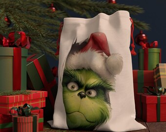 Vintage Grinch kerstcadeauzakje, decoratie voor de feestdagen