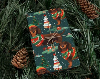 Festive Dachshund Gift Wrap – Holiday Dog Lover Wrapping Paper