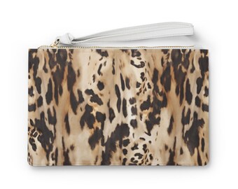 ヒョウ柄クラッチバッグ：エレガントなポリウレタンレザーハンドバッグ