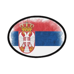 Serbian Flag Iron-On Patch, Embroidered Travel Souvenir