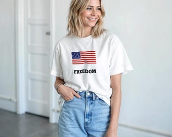 Freedom Flag T-Shirt: Patriotic Heavyweight Cotton Tee