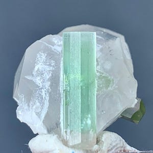 25 Carat Natural Green Tourmaline Crystal with Quartz Combination – Afghanistan