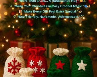 Handmade Crochet Christmas Gift Bag: Holiday Pouches, Festive Decor