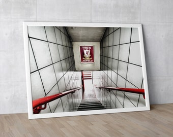 Das weltberühmte "This is Anfield"-Schild beim FC Liverpool. Sofortiger Download, druckbar