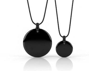 Black Obsidian Mirror Pendant, Energy Protection Amulet