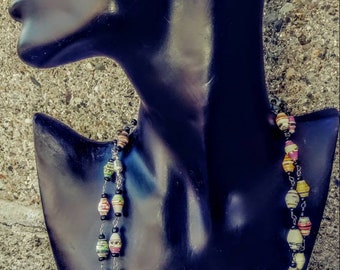 Paper bead necklace 40 inches