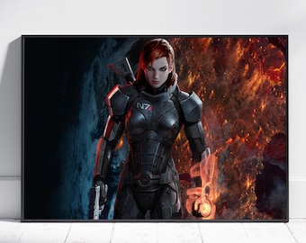 Mass Effect Poster | Commander Shepard Wall Art | Game Print