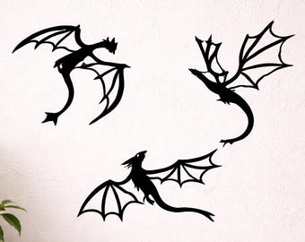 3ピースドラゴンメタルウォールデコ、伝説の洞窟ファンタジーアート、ユニークなホーム＆オフィスデコレーション