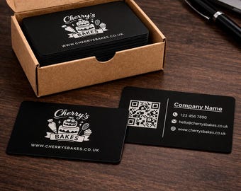 Personalised Black Metal Business Card | Laser Engraved Aluminium | Custom Logo & QR Code