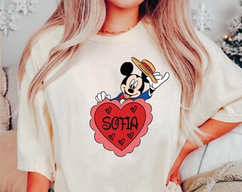 Custom Mickey Shirt, Mickey Heart Shirt, Mickey Lover Gift Shirt, Disney Lover Gift Shirt, Mickey Valentines Gift Tee, Disney Trip Gift Tee