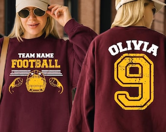 Custom Football Team Sweatshirt, Game Day Fan Gift Sweatshirt, Personalized Football Name Number Sweater, Football School Team Sweater BP