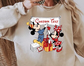 Custom Mickey And Minnie Sweatshirt, Personalized Disney Couple Sweatshirt, Disney Birthday Gift Sweater, Minnie Mickey Gift Sweater