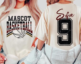 Custom Mascot Basketball Tshirt, Personalized Basketball Tshirt, Basketball School Team Shirt, Basketball Game Day Shirt BP