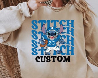 Custom Stitch Football Sweatshirt, Stitch Name Ande Number Sweatshirt, Stitch Lover Gift Sweater, Custom Stitch Sweater, Stitch Lover Hoodie
