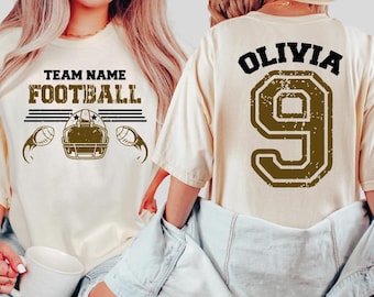 Custom Football Team Shirt, Football Lover Gift Shirt, Football Game Day Shirt, Personalized Football Name Number Shirt, Football Mom Tee BP