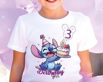 Stitch Birthday Girl Shirt, Stitch Age Birthday Tee, Stitch Custom Birthday Tee, Cute Stitch Birthday Tee, Stitch Age Custom Tee, Number Tee