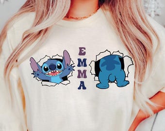 Custom Name Stitch Shirt, Stitch Lover Shirt, Custom Disney Shirt, Stitch Shirt, Cartoon Gift Shirt, Disney Lover Shirt, Disney Family Trip