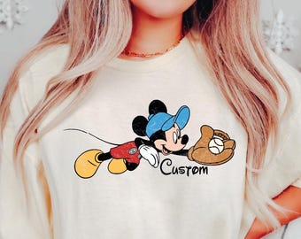 Custom Mickey Mouse Baseball Tshirt, Disney Funny Baseball Tshirt, Mickey Mouse Baseball Team Shirt, Disney Lover Gift Tee, Mickey Mouse Tee