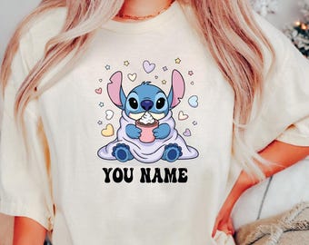 Personalized Stitch Shirt, Stitch Cartoon Shirt, Custom Stitch Shirt, Stitch Lover Gift Shirt, Disney Stitch Lover Shirt, Disney Lover Shirt