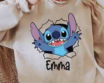 Stitch Custom Sweatshirt, Stitch Cute Winter Sweatshirt, Stitch Cartoon Custom Hoodie, Personalized Stitch Hoodie, Stitch Gift Custom Hoodie