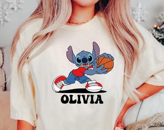 Custom Stitch Basketball Tshirt, Stitch Basketball Shirt, Stitch Lover Gift Shirt, Stitch Basketball Lover Gift Shirt, Stitch Shirt