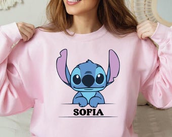 Custom Stitch Name Sweatshirt, Custom Stitch Birthday Sweatshirt, Stitch Girl Sweater, Stitch Family Trip Sweater, Stitch Lover Gift Hoodie