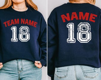 Custom Football Sweatshirt, Custom Team Name Sweatshirt, Game Day Sweatshirt, Custom Name And Number Sweater, Retro Football Lover Sweater