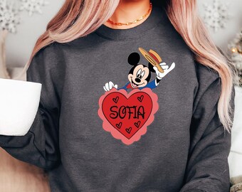 Custom Mickey Sweatshirt, Disney Lover Gift Sweatshirt, Mickey Valentines Gift Sweater, Mickey Lover Sweater, Disney Trip Gift Sweater
