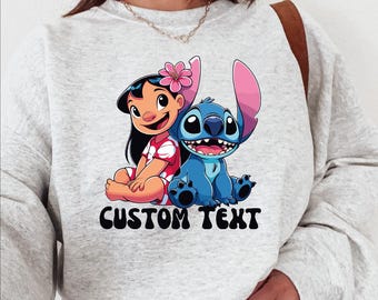 Lilo And Stitch Custom Sweater, Lilo Stitch Cozy Sweater, Custom Lilo Stitch Hoodie, Custom Text Stitch Sweatshirt, Personalized Lilo Hoodie