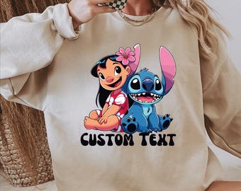 Lilo And Stitch Custom Sweater, Lilo Stitch Cozy Sweater, Custom Lilo Stitch Hoodie, Custom Text Stitch Sweatshirt, Personalized Lilo Hoodie