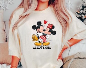Custom Couple Disney Shirt, Mickey Minnie Kiss Shirt, Mickey Minnie Couple Shirt, Mickey Minnie Love Shirt, Valentine Disney Shirt