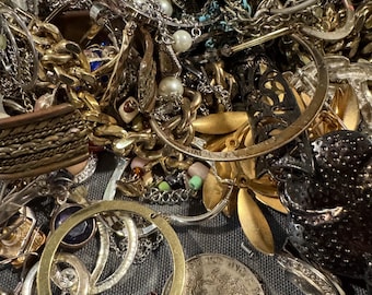 Vintage to Modern Costume Jewelry Destash Lot: Crafting, Repair, Upcycling (1+ Pound)