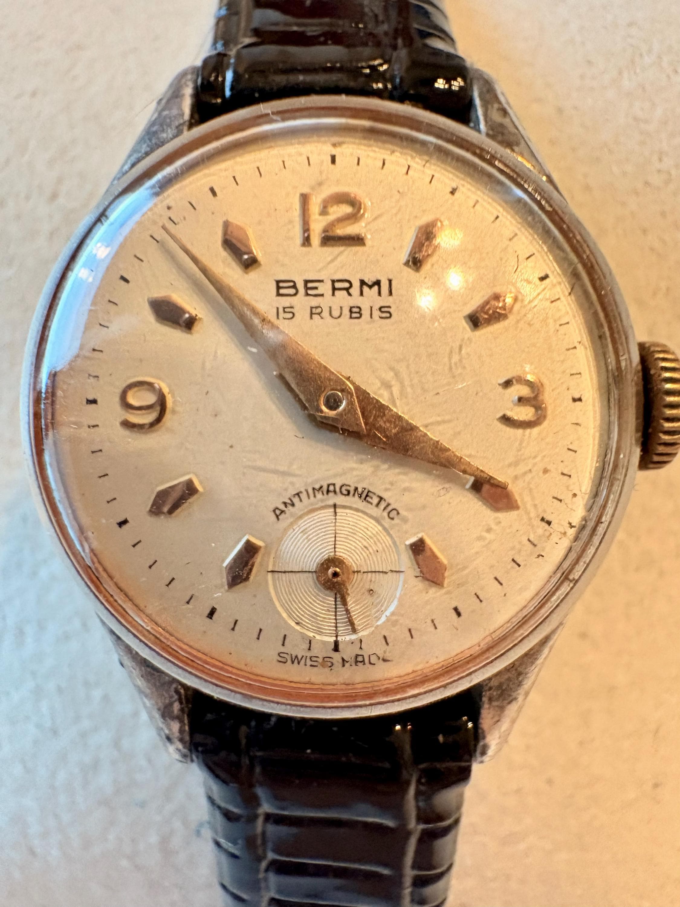 Vintage Bermi 15 Rubis Swiss Made Watch – 1950s Hand-wound